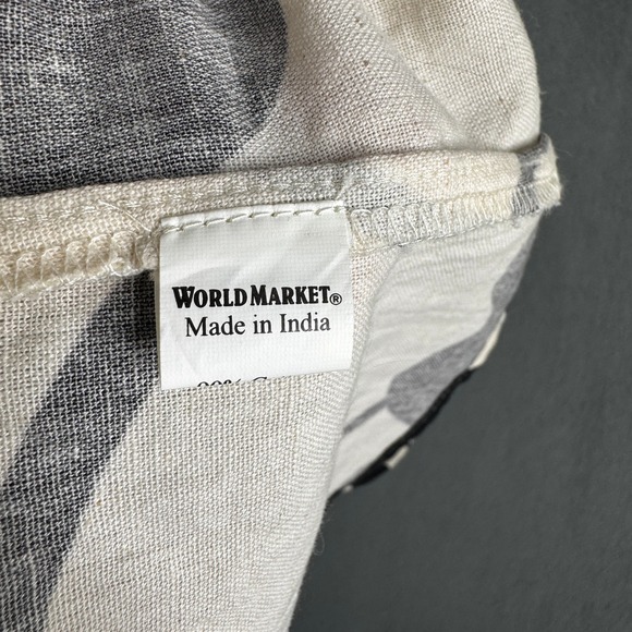 World Market Cotton Linen Abstract Graphic Maxi Kaftan Dress White Black S/M NWT - Picture 7 of 9